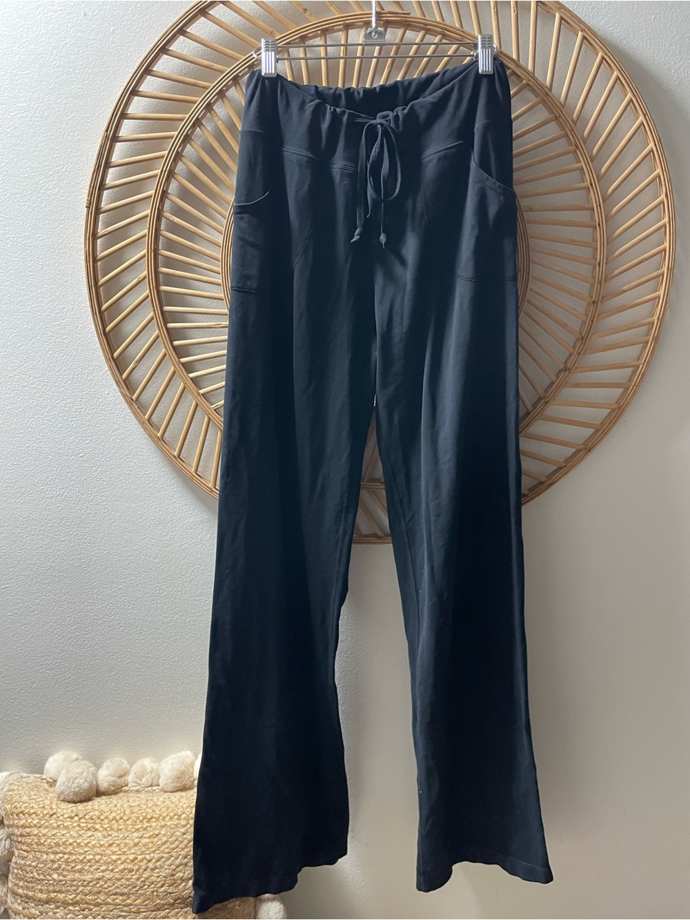 Black Wide-Leg Drawstring Lounge Pants